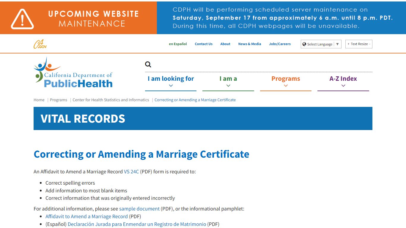 Correcting or Amending a Marriage Certificate - California